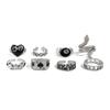 IngeSight.Z 8Pcs Vintage Punk Dice Love Heart Ring Women Gothic Creative Silver Color Metal Finger Rings Jewelry Halloween Gift