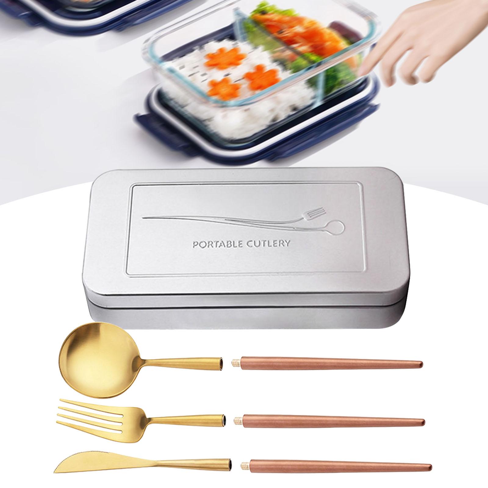 4x Portable Utensils Travel Cutlery Set Detachable Portable Reusable Travel Utensils Set Camping Utensil Set for Kitchen Home