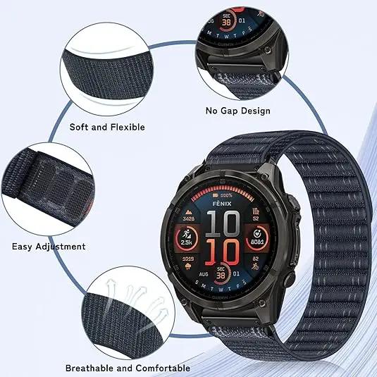 Pulseira Para Garmin Fenix 8 7 Pro 7S 6X 6 GPS 5Plus Venu 3 Tactix 7 Pulseira de laço de nylon correa Fenix 8 7X 26mm 22mm Pulseira Quick Fit