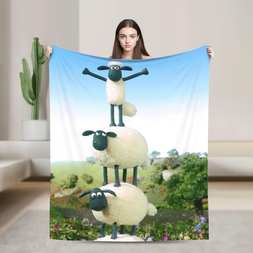Coperte Calde Morbide di Pecora Shaun Coperta Plaid Peluche da Campeggio Copriletto in Flanella Novità per Soggiorno Copri Divano Letto