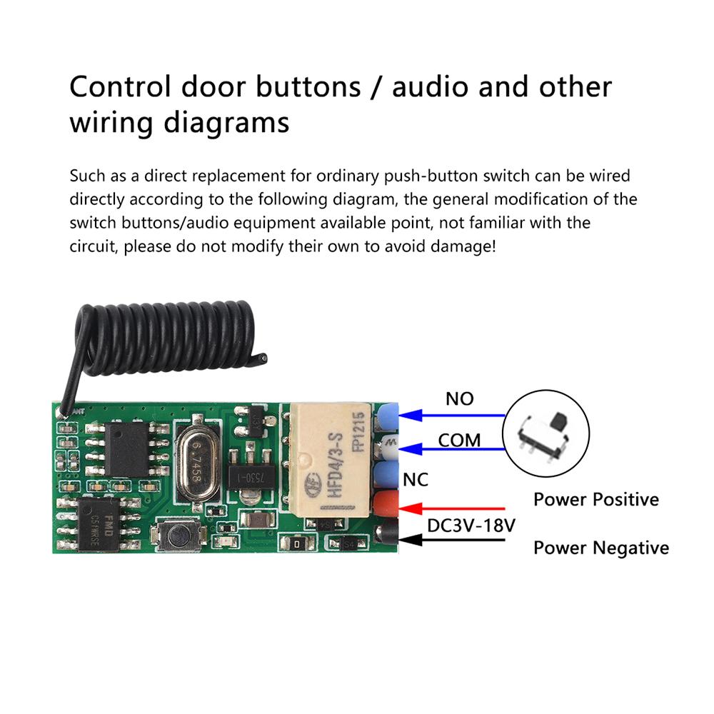 DC 3V-18V Wide Voltage Universal RF Module Miniature Wireless Remote Control Switch Receiver Module 433MHZ