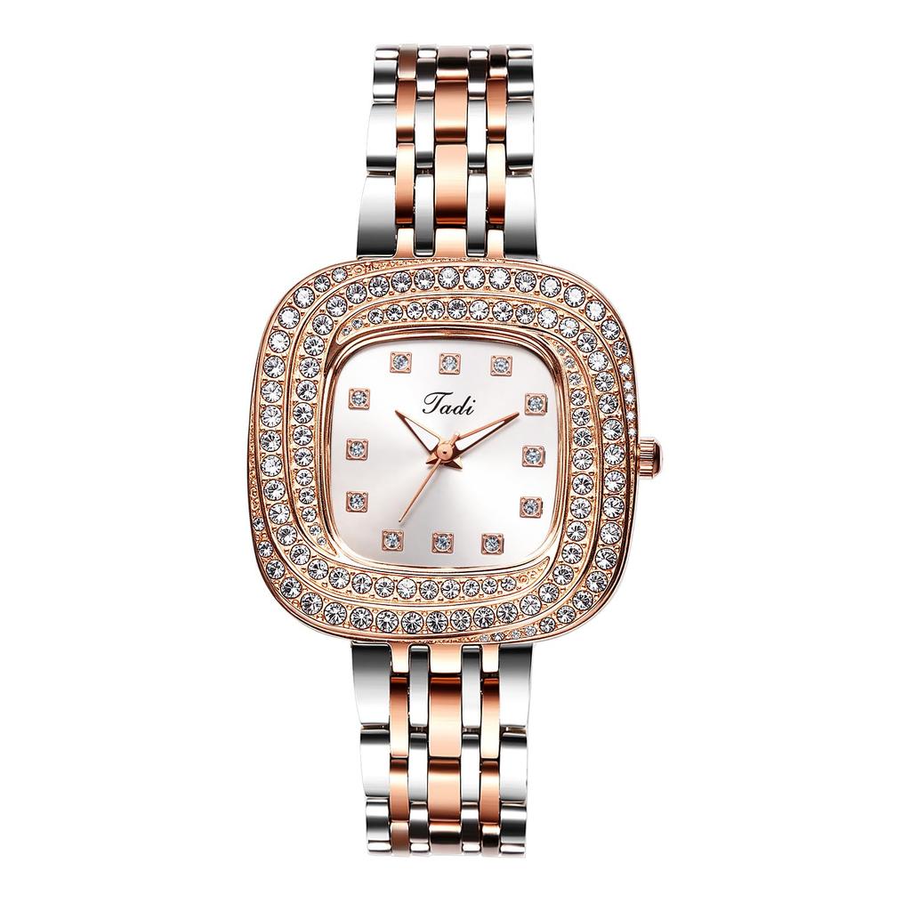 Square Watch for Women with Sparkling Analog Stainless Quartz Fashion Accessories Present Diamonds Display, Waterproof, Cute, Stylish, Steel, Watch,