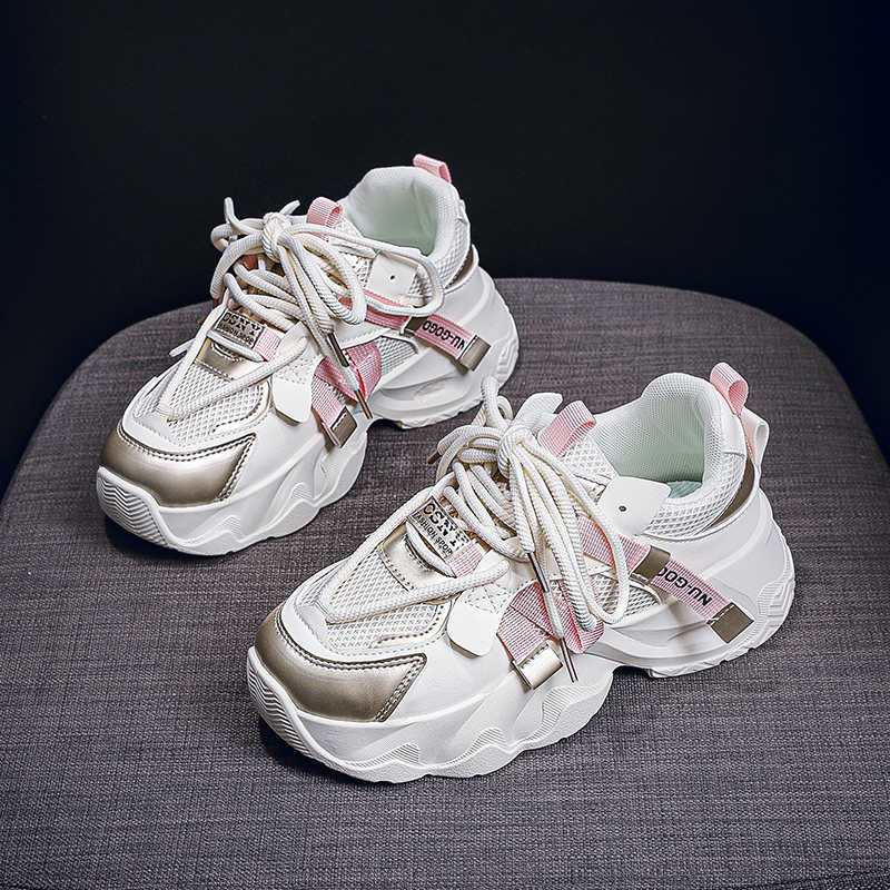 Fashion Thick Bottom Thick Heel Cute Shoes Basketball Sneakers Women Brands Women Lace-up Boots Sports Fit Overseas High-tech