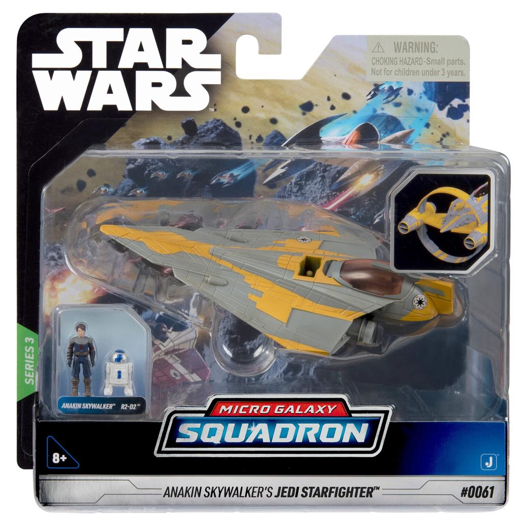 Star Wars Micro Galaxy Squadrons Anakin Jedi Starfighter Vehicle with Two Microfigure Accessories Skywalker's - 5-inch Starfighter-Class 1-inch