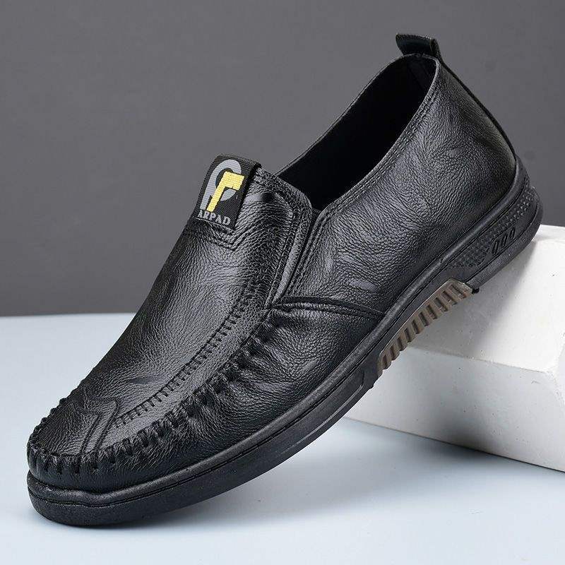 New Men's Leather Shoes Non-slip Soft Sole Middle-aged and Elderly Father Shoes Men's Casual One-pedal Work Shoes Doudou Shoes
