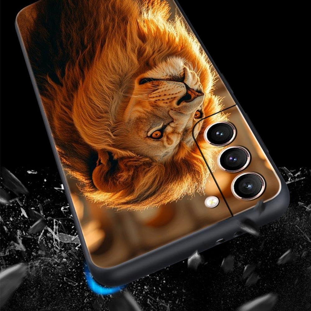 Lion King Animal Phone Case For Samsung Galaxy S26 Ultra S25 Plus S24 FE S23 S22 5G S21 S20 Cover Black Soft
