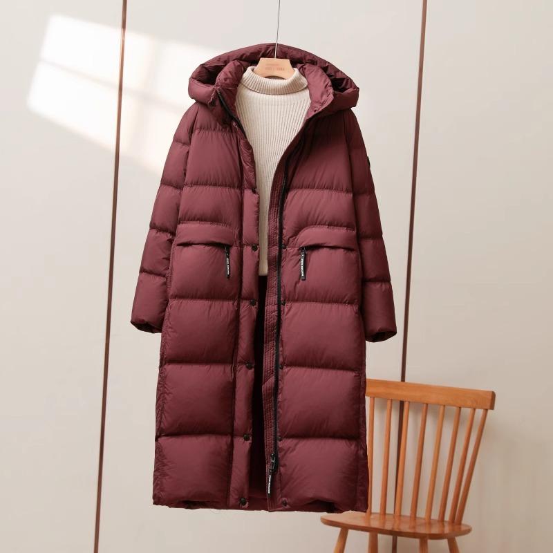 European White Duck Down Winter Popular Long Knee Down Jacket Women's Warm and Cold-proof Thickened High-quality Coat