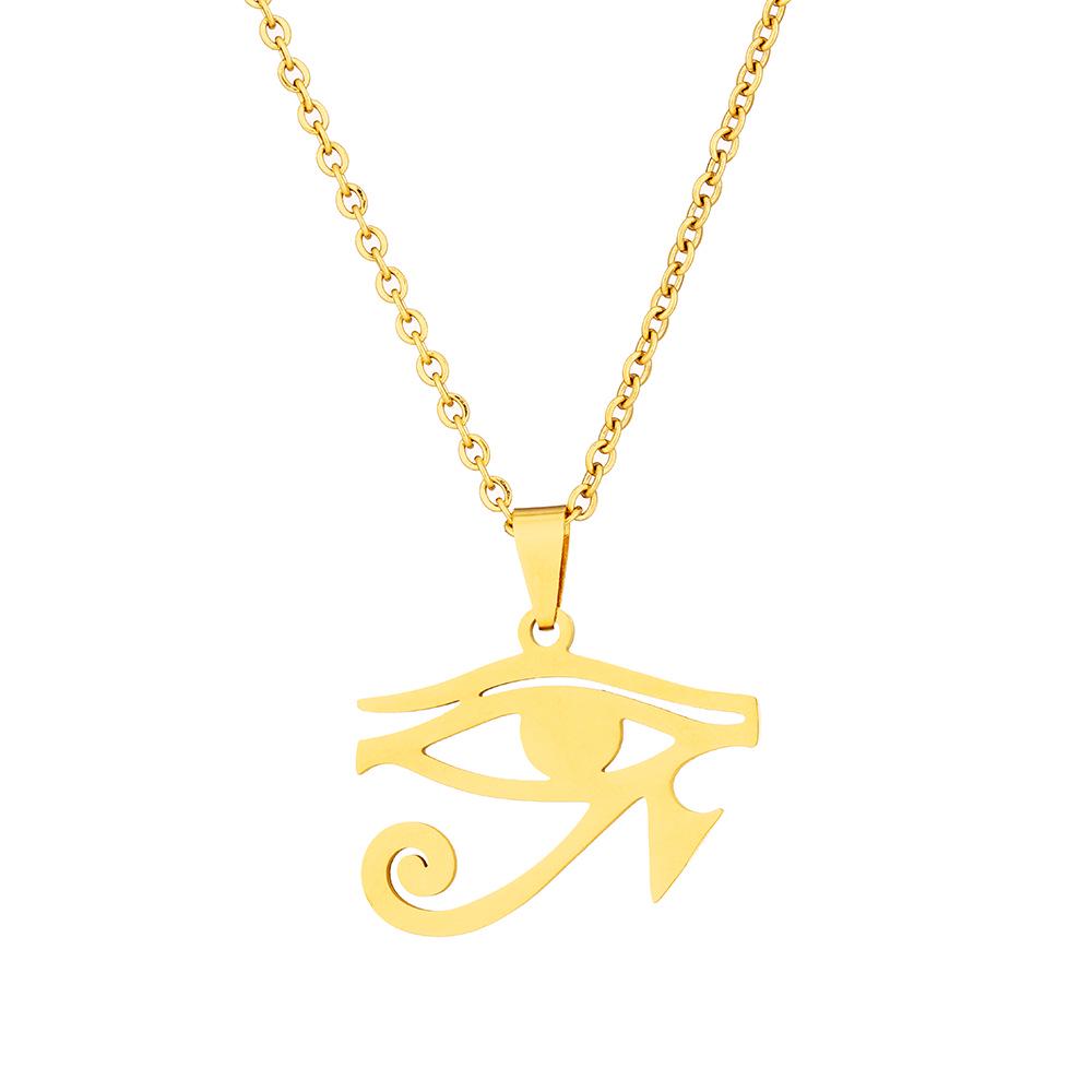 Unisex Edelstahl Auge des Horus Anhänger Halskette - Afrikanisches Amulett