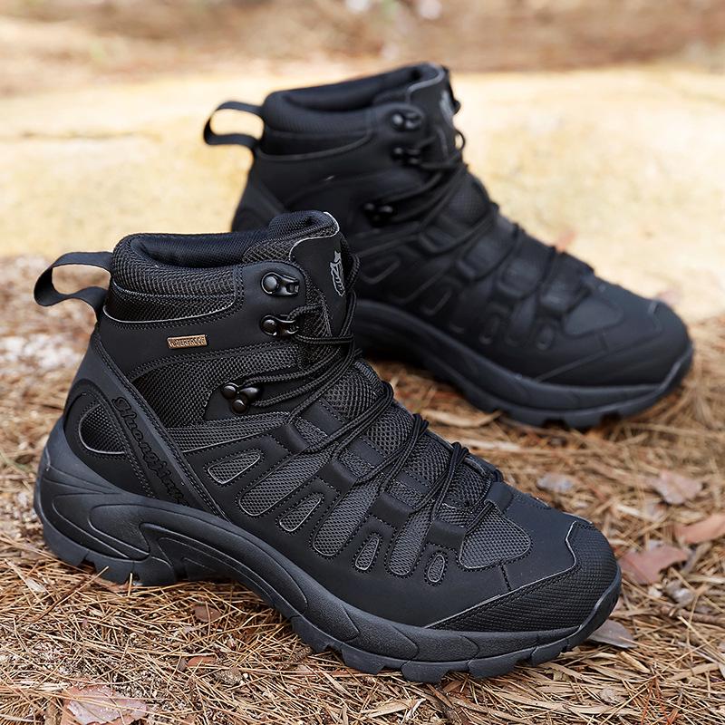Men's Anti-slip Tactical Hiking Boots - Large Sizes 45-47 for Desert and Winter Mountaineering.