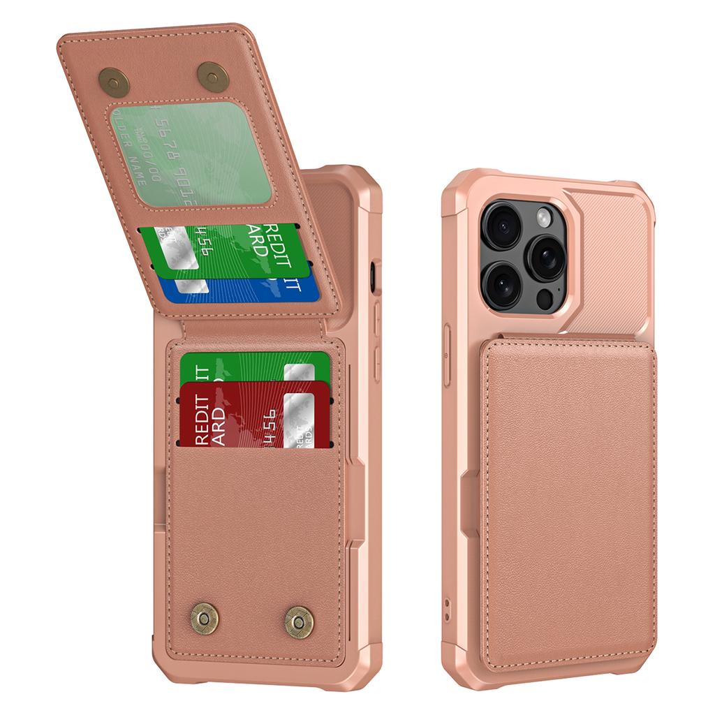 ZM11 For iPhone 13 Pro Max Case Vertical Card Slots PU Leather Coated TPU Kickstand Phone Cover
