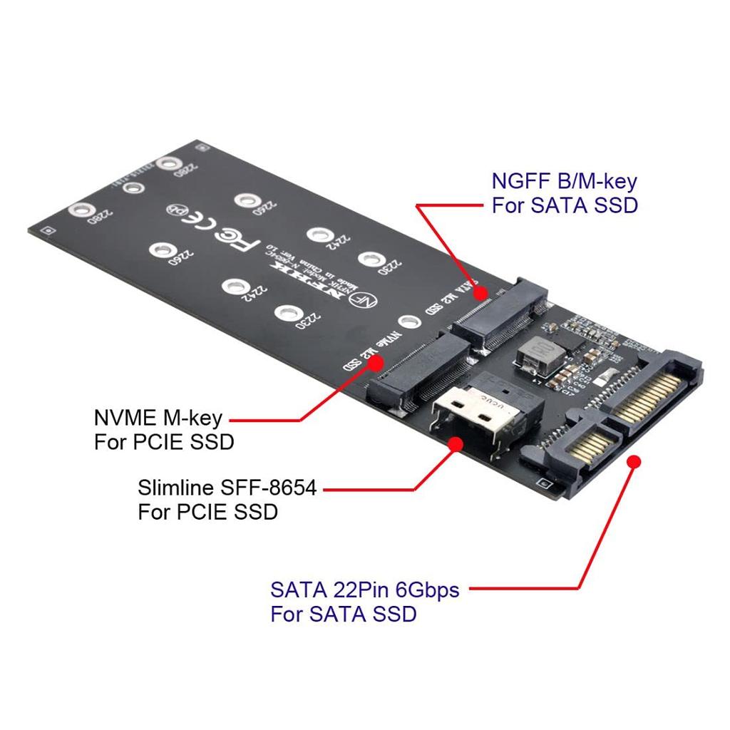 NFHK SSD NVMe PCIe SSD SATA Adapter with U2 Kit NGFF M Key SF-8654 SF-8654