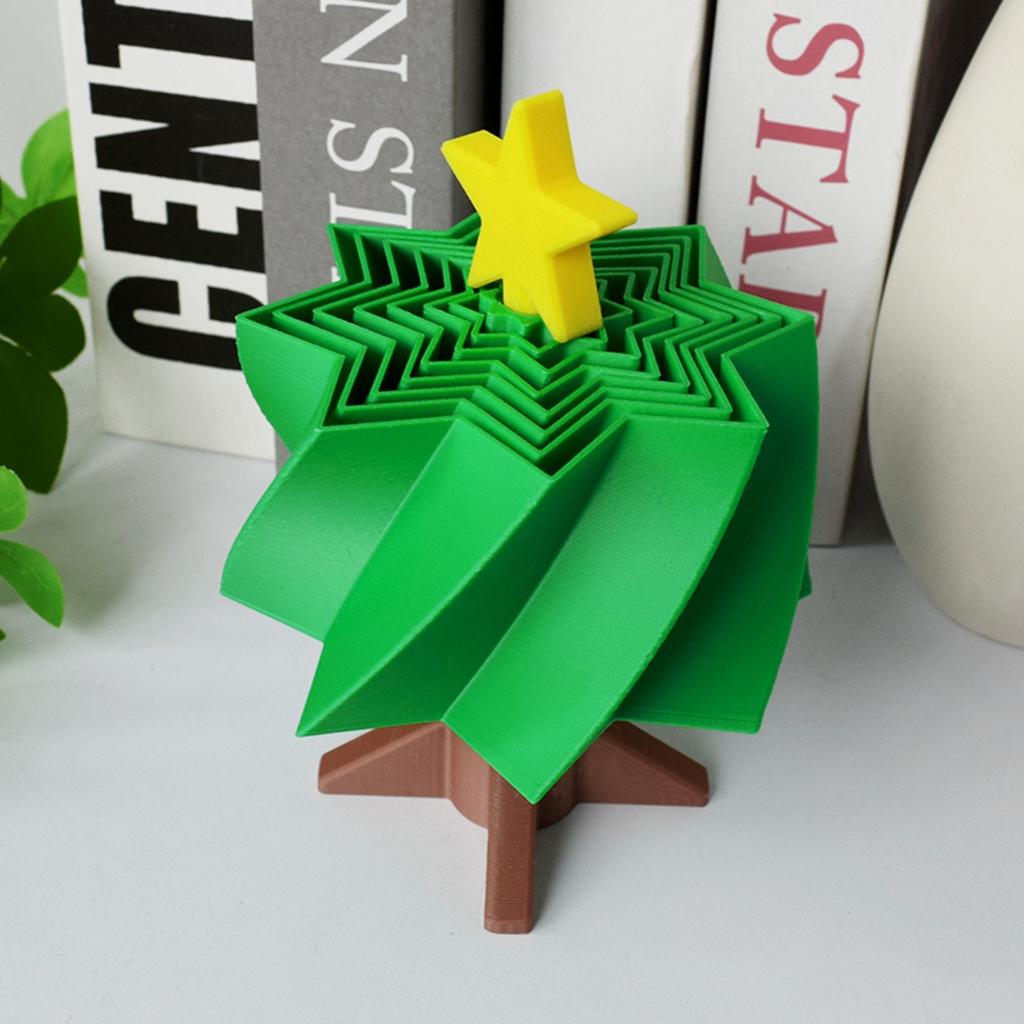 Halloween Home Decoration 3D Printing Green Retractable Spinning Christmas Tree Toy Statue Funny Children Decompression Toys
