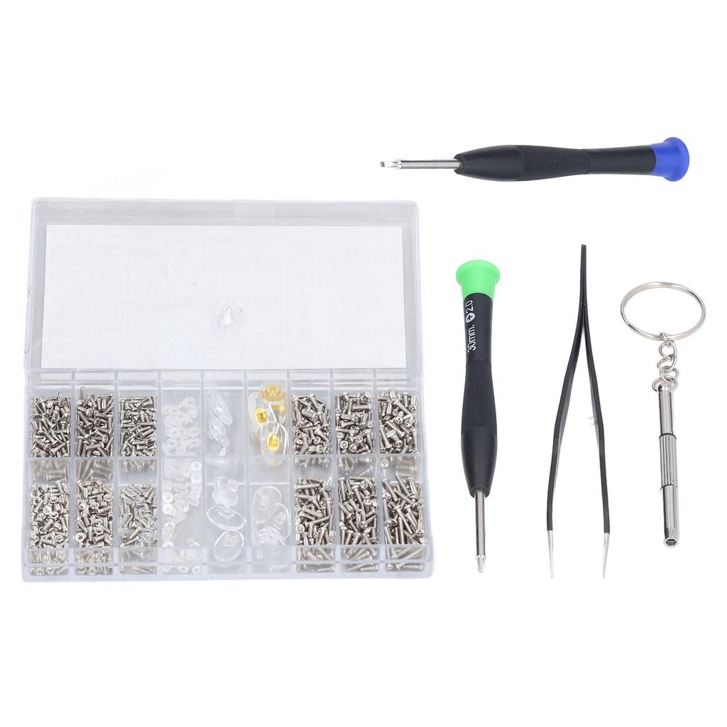 Brillenreparaturset Winzige Edelstahl-Sonnenbrillenschrauben Reparaturset mit Schraubendreher Pinzette für
