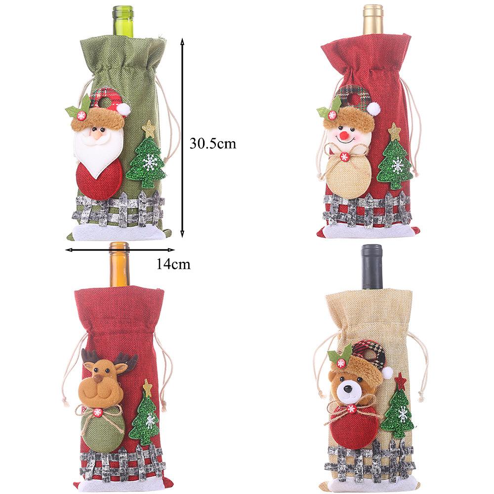Christmas Wine Bottle Bags Wine Bottle Sweater Dress Drawstring Bottle Bags for Xmas Dining Table Decor Wine Bottle Cover