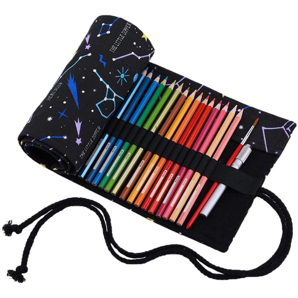 Rollable Pencil Bag For  Pencils Pen Holder Canvas Wrap Bags Organizer Pencil Case School Pencil Holder Case