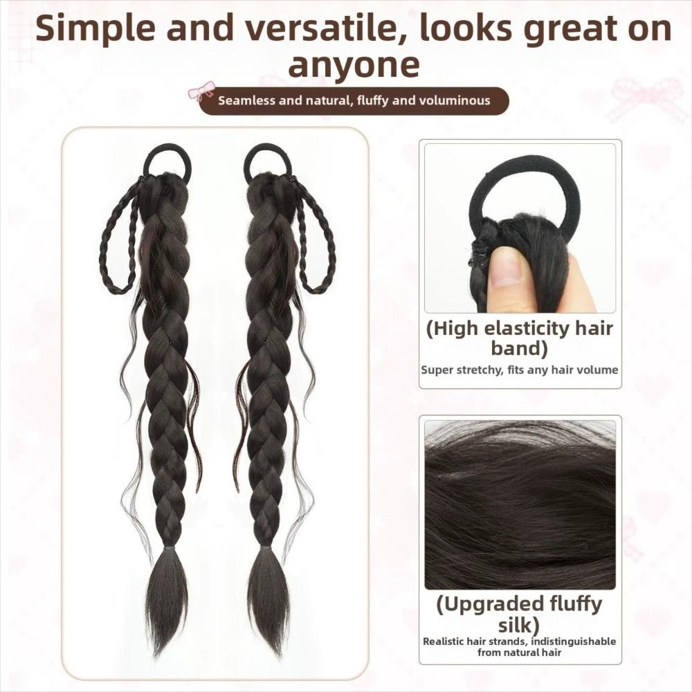 2Pcs Ear Rabbit-style Handmade Braids Pony Tails Long Twist Braid Hairpiece  for Women