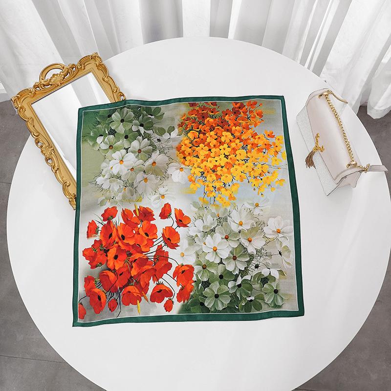 53x53cm 100% Maulbeerseide Schal Luxus Quadratisches Haarband Elegantes Kopftuch Halstuch Sonnenschutz Schal für Damen