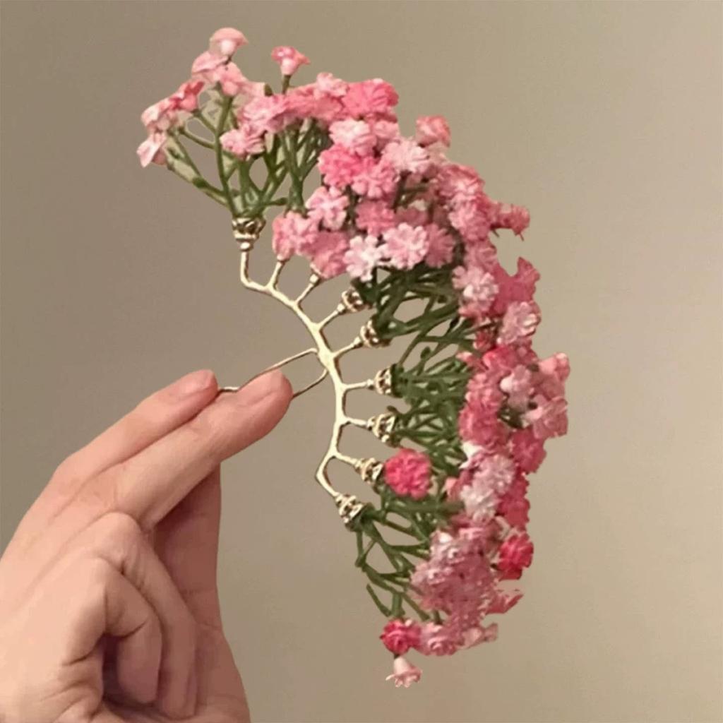 Baby's Breath Flower Hair Stick Chinese Style Pin Copper Alloy Handmade Accessory for Women
