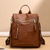 Women's PU Backpack with Patchwork Design Large Capacity Shoulder Bag for Daily Travel