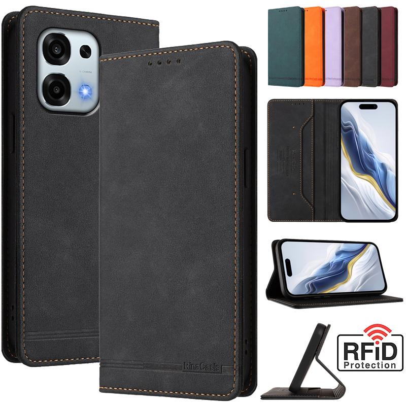 Leder Retro Diebstahlsichere Brieftasche Flip Case Für OPPO F31 F23 F27 F21S F21 F17 F19 Pro Plus K10 K12X 5G Handyhülle Magnetverschluss