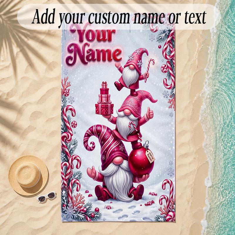 Snow Theme Soft Beach Towel Personalized Custom Name Text Towel Portable for Beach Pool Travel
