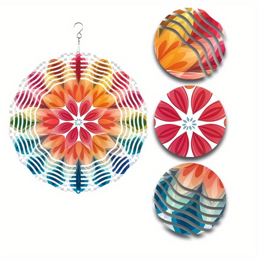 Colorful 10 Inch Mandala Wind Spinner for Garden Decor with 360 Hook Elegant Lawn Ornament Perfect Gift for Spring and Summer