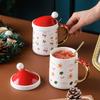 Luxury Christmas Mug Santa Ceramic Cup Bow Handle Creative Coffee Cup Cartoon Christmas