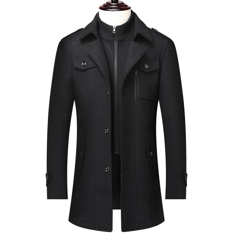 Men's Mid-Length Wool Blend Overcoat - Thickened Winter Coat