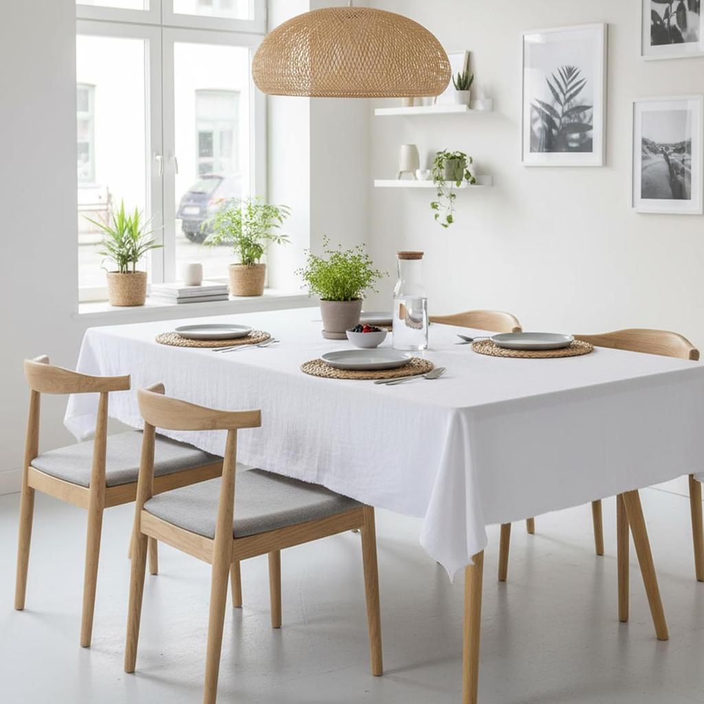 White Tablecloth Rectangle Tablecloth Cotton Fabric Table Cloth Washable Table Cloths for Festival Picnic Wedding Party and DIY Dye Project (55 x 39