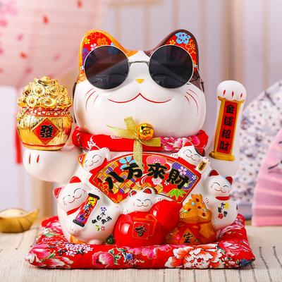 7 Zoll Glückskatze Dekoration Feng Shui Glückskatze Keramik Elektrische Welle Hand Schatzladen Geschenk Viel Glück Zuhause Festliches Handwerk