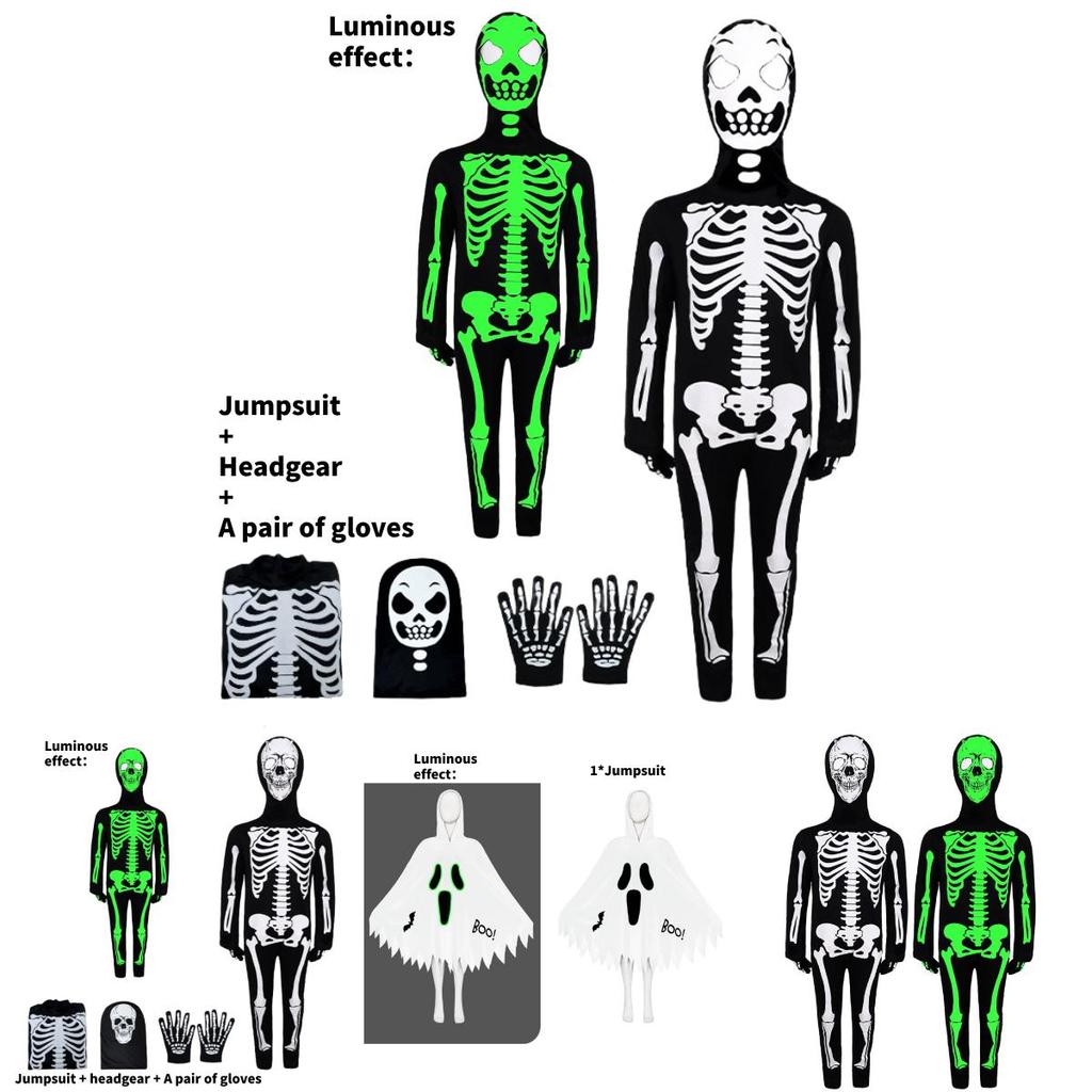 Skull Cosplay Costume With Glowinthedark Effect For Halloween And Cosplay Events