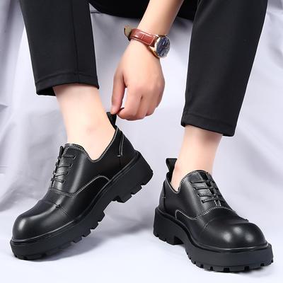 Neue Mode Leder Herren Freizeitschuhe Atmungsaktiv Business Schnürschuhe Minimalismus Dicksohlige Herren Höhenerhöhende Laufschuhe