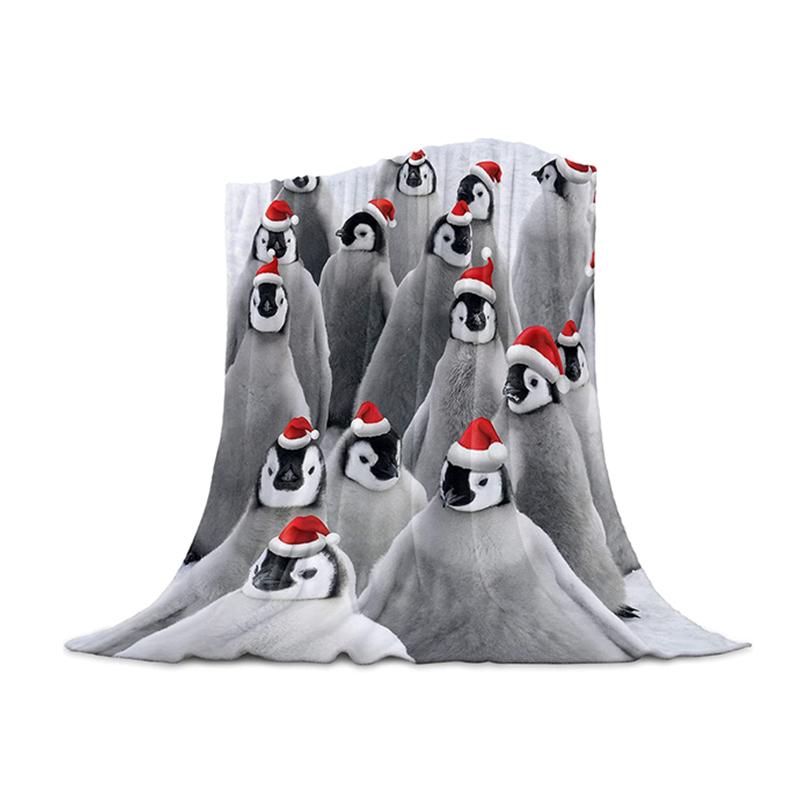 Weihnachts-Überwurfdecke für Couch und Bett, Winter, süßer Pinguin mit Weihnachtsmütze, weiche, gemütliche, leichte Bettdecke aus Flanell-Fleece