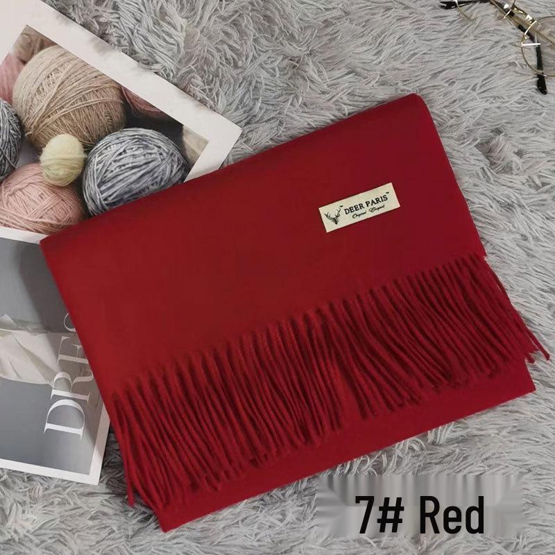 Luxury Unisex Scarf: Autumn/Winter Thickened Solid Color Cashmere-Feel Shawl