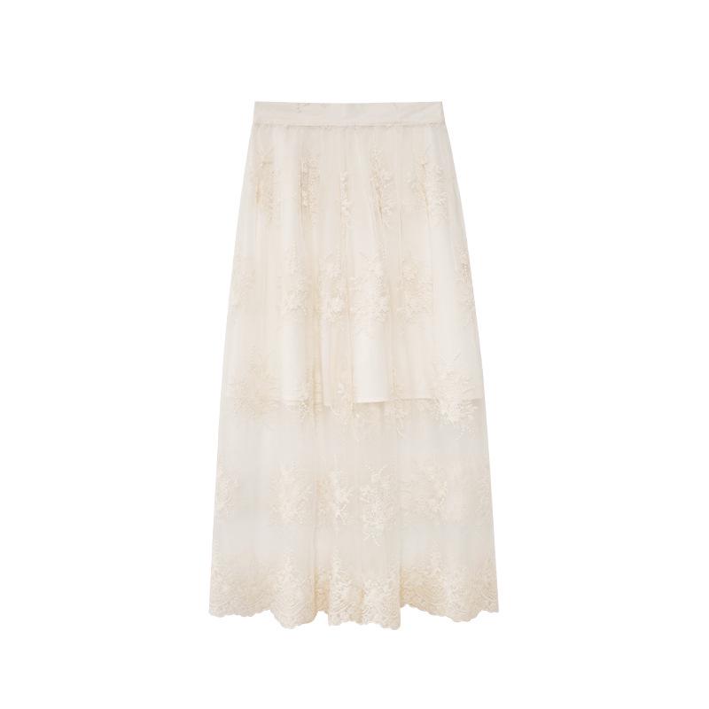 Interpret Beauty Summer 2025 French Lace A-line Midi Skirt S5185