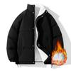 2026 Autumn and Winter New Cotton-padded Clothes Korean Version Spliced Lamb Wool Hooded Jacket Loose Versatile Cotton-padded Clothes Men's