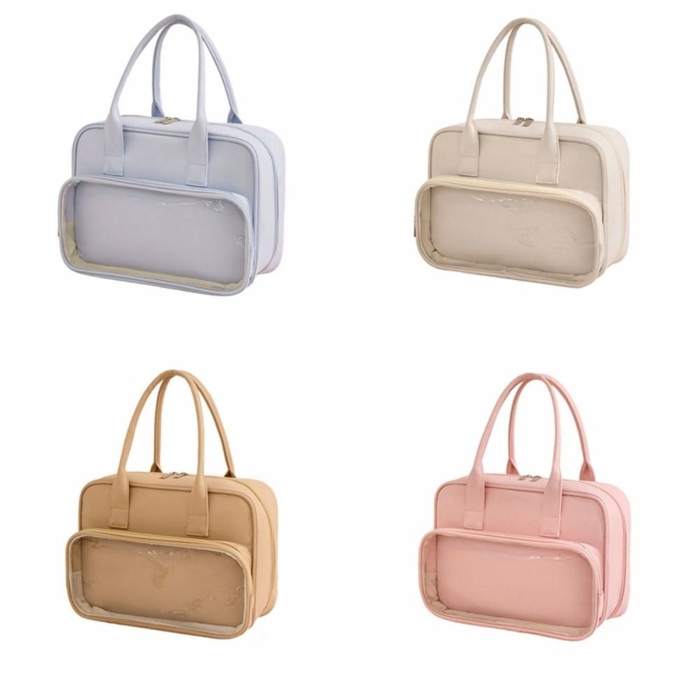 Einfarbige Hand-Kosmetiktasche Große Kapazität Kulturtasche Einfache Make-up-Tasche Damen