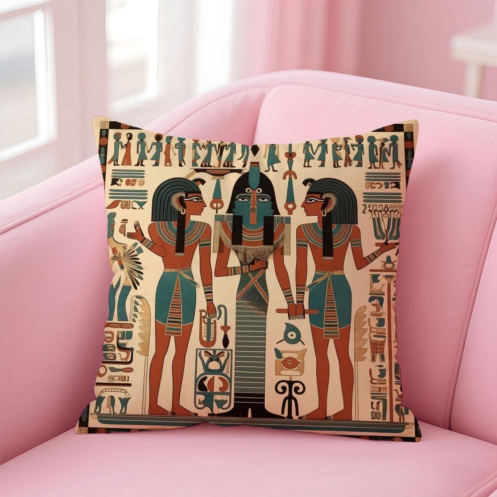 Historical Style Egypt Pharaoh Cultural Style Cushion Cover Linen Pillowcase Cover Soft Decor for Sofa Home Room