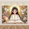 My First Holy Communion fabric background God bless baptism Baptism Crucifix chalice gold sequins photography Studio props4949
