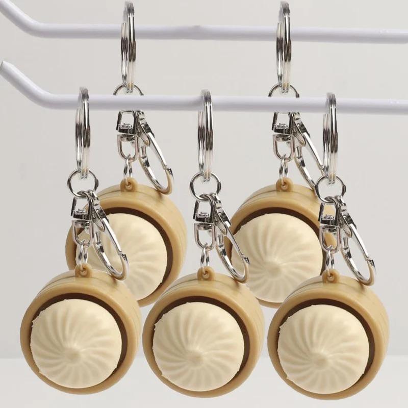 @@Simulation Bun Keyboard Clicker Keychain Mini Steamed Bun Stress Relief Sensory Fidget Toys For Autism Adhd Decompression Toy