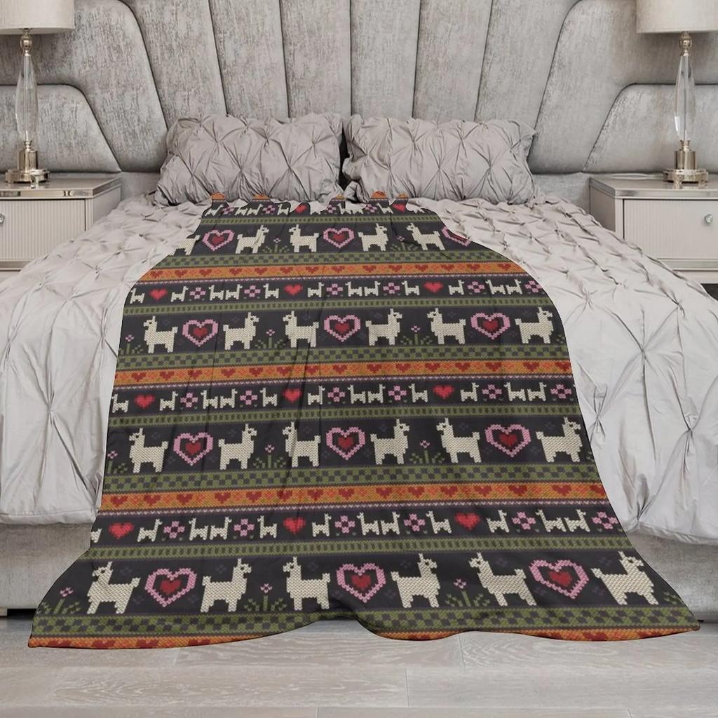 Llama Knit Throw Blanket throw blanket for sofa sofa bed Furry Blanket Quilt Blanket