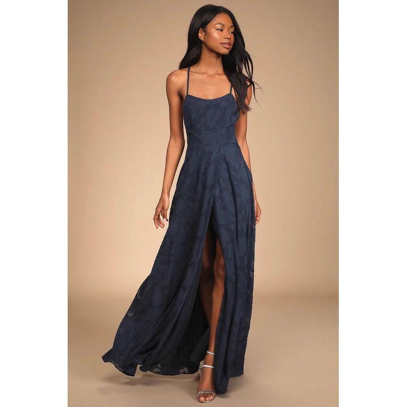 Foreign Trade Order Lu's Sexy Bib Type Sling Backless Elegant Split Chiffon Vacation Dress Long dress Formal Dress