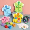 4pcs/set Wooden Clothes Wearing Rope Handmade Threading Game Montessori Educational Toys Kids Hand-eye Coordination Training