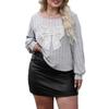 Three-dimensional Embroidered Bow Splicing Loose Women's Round Neck Pullover Top Casual T-shirt Base Shirt