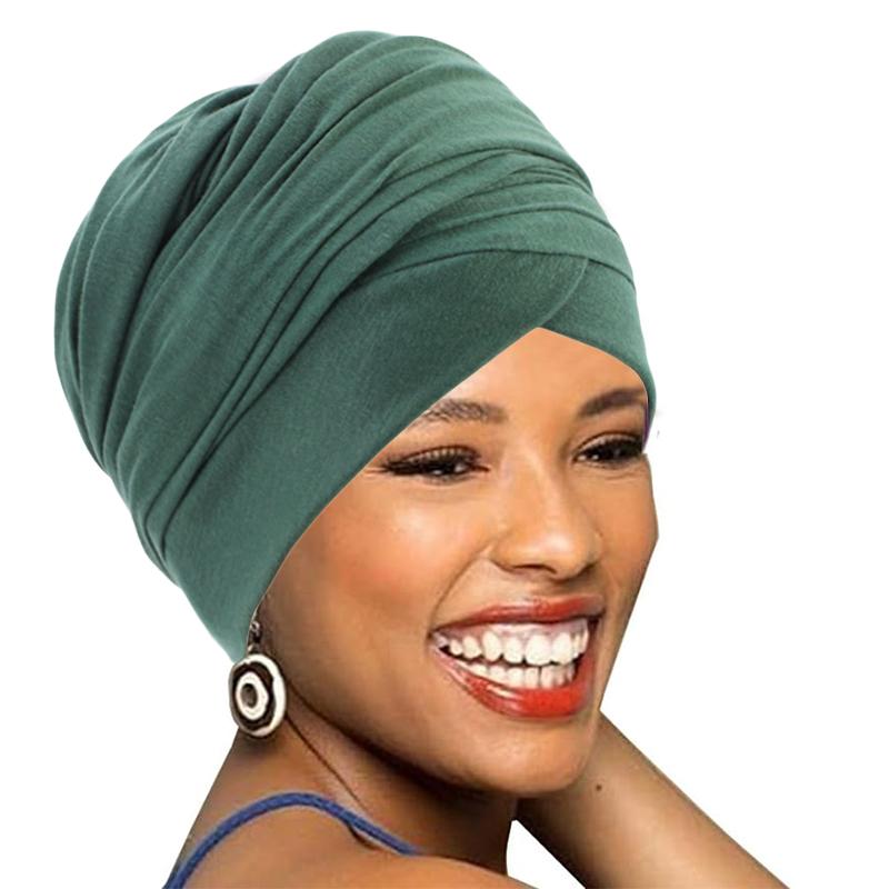 

Новый женский тюрбан, повязка на голову, тюрбан, шляпа, африканская повязка на голову, уход за волосами, однотонный хлопковый тюрбан, длинный хвост, капот, хиджаб, шапки, мусульманские шапки One Size