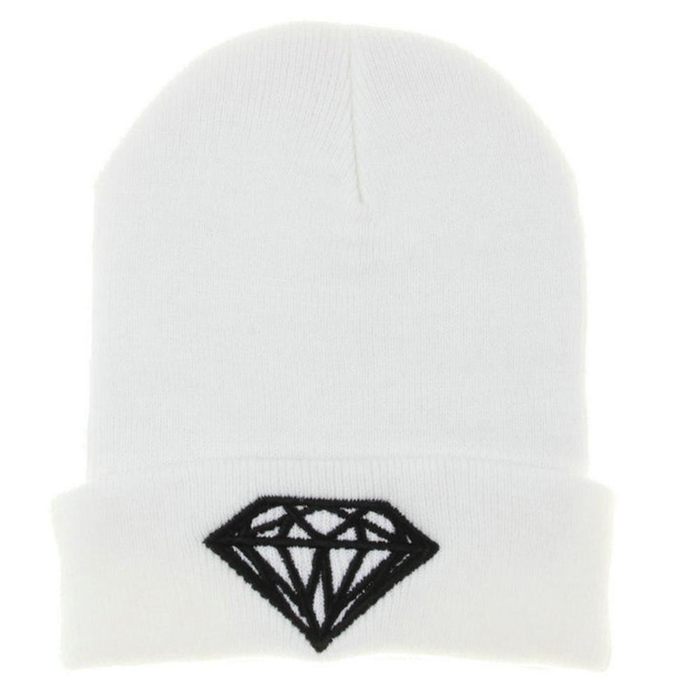 Fashionable Wool Knit Hat with Diamonds Embroidery, Hip-hop Style, Warm and Comfortable for Snowboarding and Running