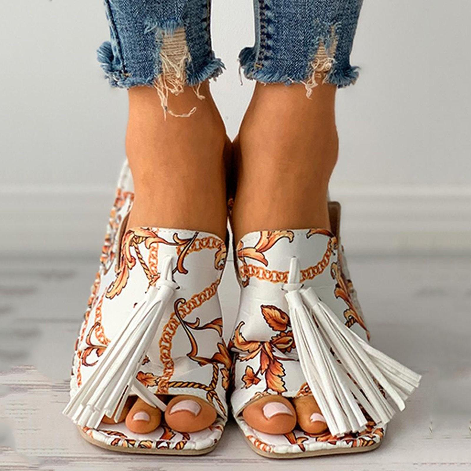 

Женские удобные слипоны с закрытым носком на шнуровке и бахромой в этническом стиле женские сандалии 38 белый