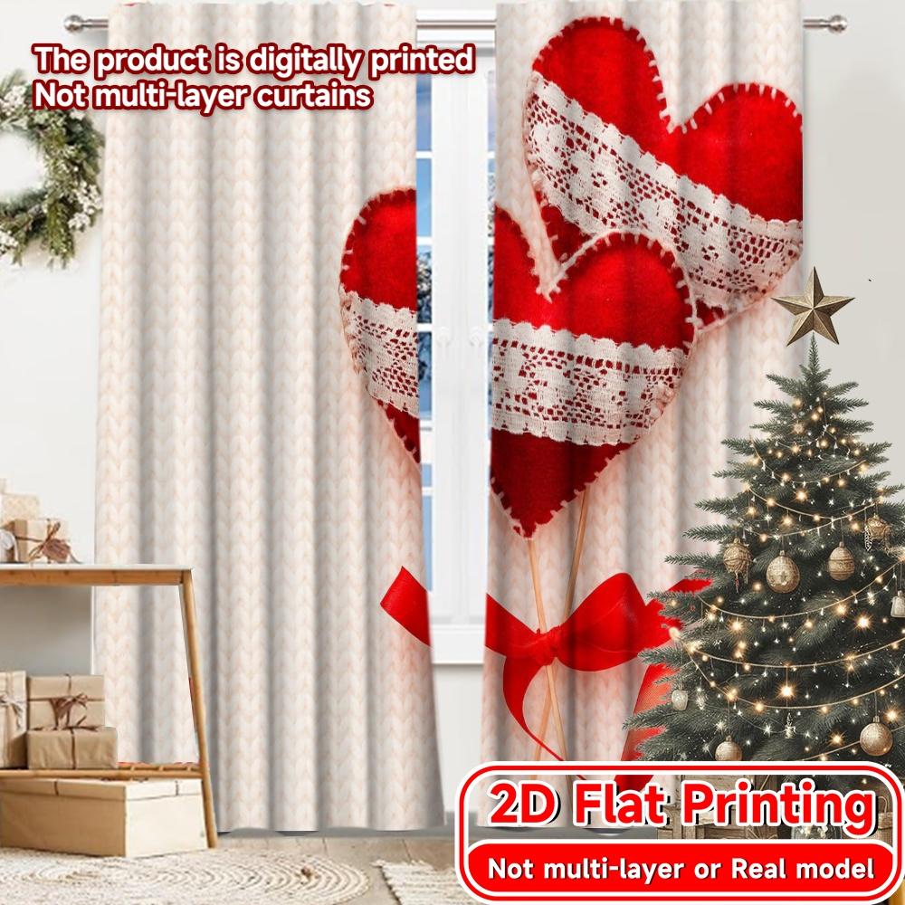 

2D Flat Printing 2pcs Lace Hearts Creative Popular Curtains Polyester Curtains All Seasons for Living Room & Kitchen Decor 100*130 HOOK 1pcs