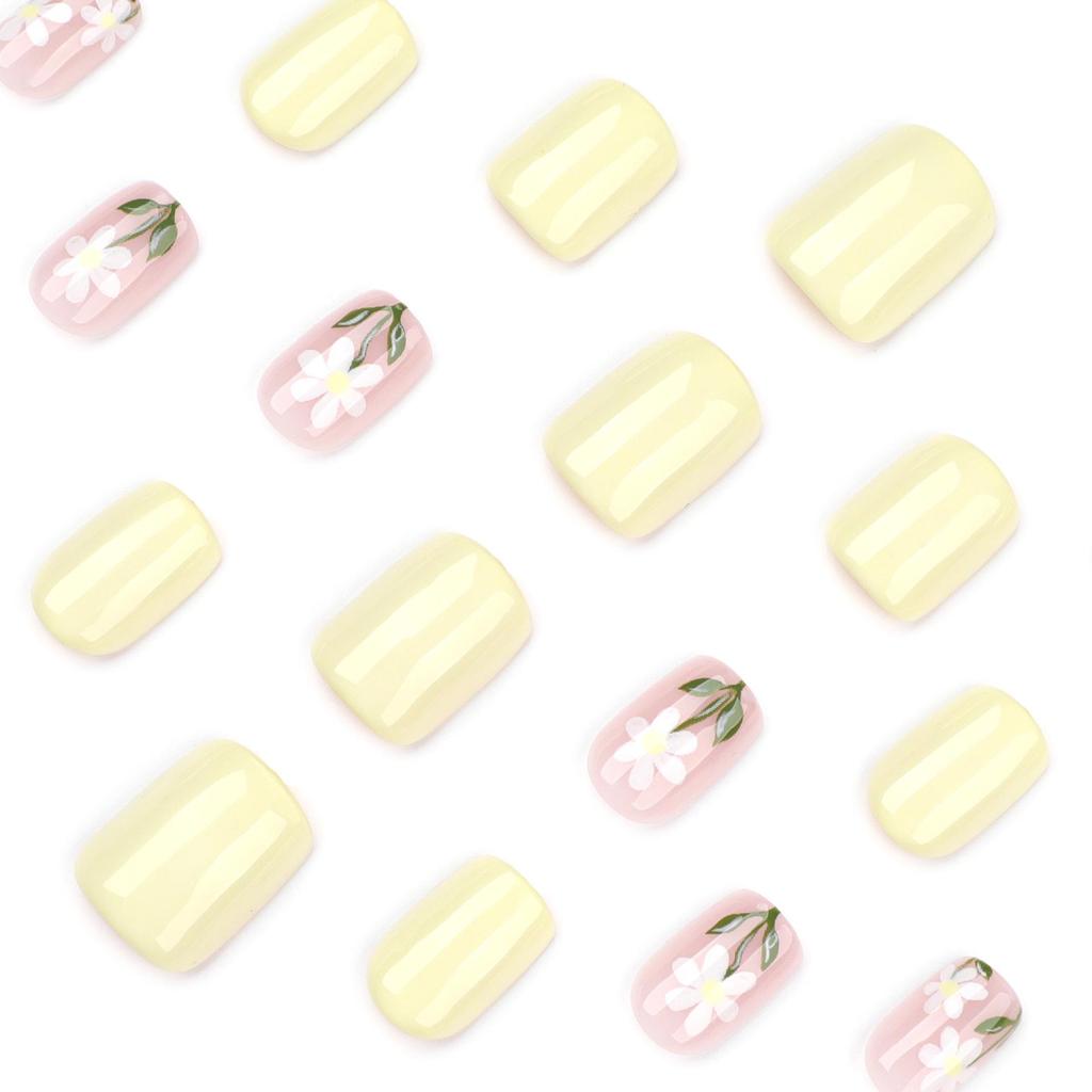 Summer Style Daisy Flower Wearable False Nails Set