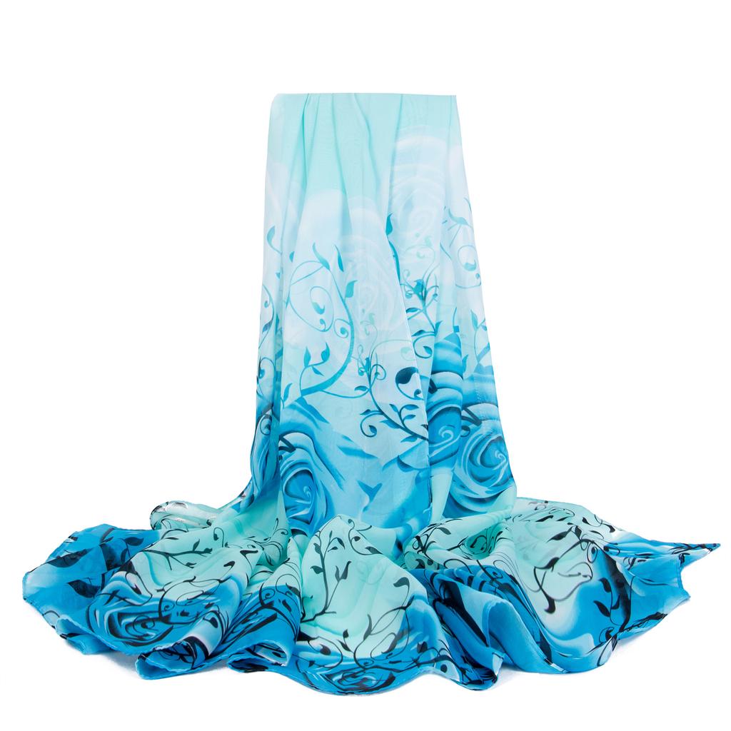 Extra Large Chiffon Printed Scarf White Shawl Dual-purpose Women's Korean Version Autumn and Winter Long Scarf Beach Towel for Women